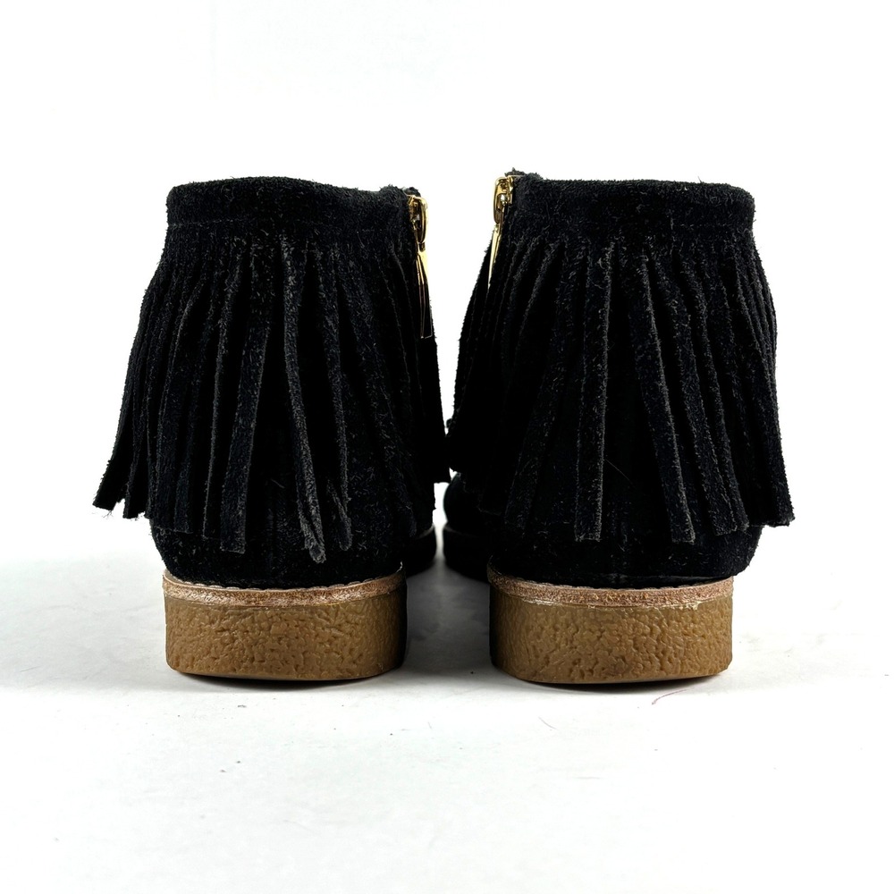 Kate Spade‎ Cute Betsie Black Fringe Suede Bootie Ankle Boot Gold Zipper 6 - Picture 2 of 7